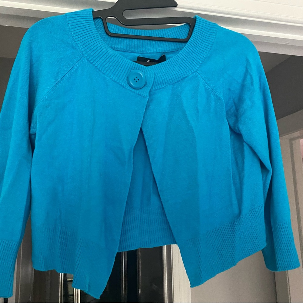 Express Turquoise Button-Up Cardigan Short Women’s Sweater Sz M